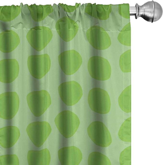 Ambesonne Lime Green Window Curtains Pack of 2, Simplistic Formless Geometric Shapes in Different Shades Theme, Lightweight Set with Rod Pocket, 4 Panels of - 28" x 63", Green