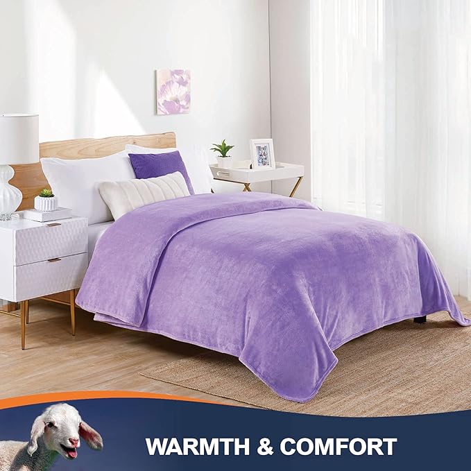 Walensee Fleece Blanket Plush Throw Fuzzy Lightweight (Twin Size 60x80 Lavender) Super Soft Microfiber Flannel Blankets for Couch, Bed, Sofa Ultra Luxurious Warm and Cozy for All Seasons
