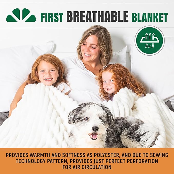GO Premium Cozy Soft King Blanket for Couch & Bed - White Fleece Blanket for Living Room, Bedroom & Home Decor - Large (90x108 Inches)