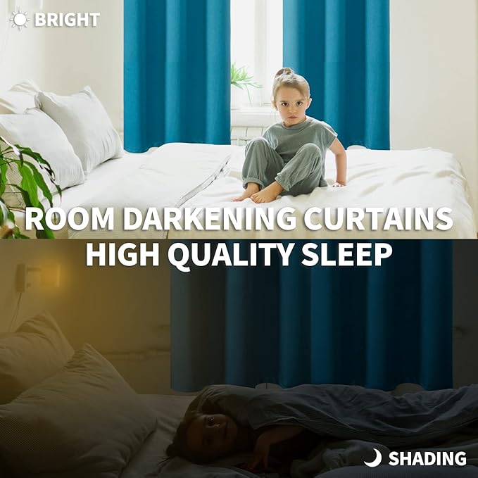 BGment Blackout Curtains - Grommet Thermal Insulated Room Darkening Bedroom and Living Room Curtains, Set of 2 Panels (52 x 84 Inch, Peacock Blue)