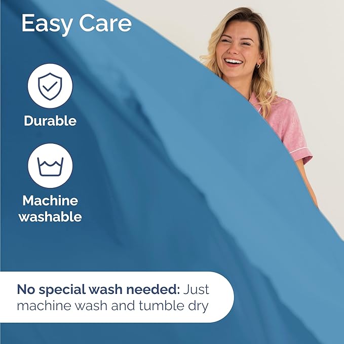 Twin 4 Piece Sheet Set - Comfy Breathable & Cooling - Ultra-Soft Hotel Luxury Bedding Set with 8-16 Inch Deep Pockets - 1 Flat & 1 Fitted Sheet & 2 Pillowcases - Wrinkle Free & Easy Care - Denim Blue