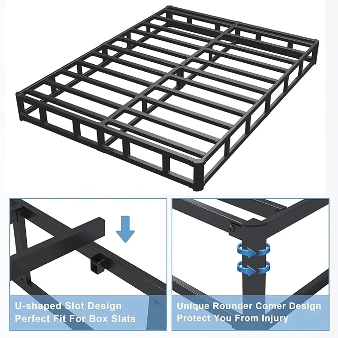 Full Box Spring - 7 Inch High Profile Box Spring for Full Bed, Sturdy Metal Frame Mattress Foundation, Easy Assembly, Quiet & Noise-Free