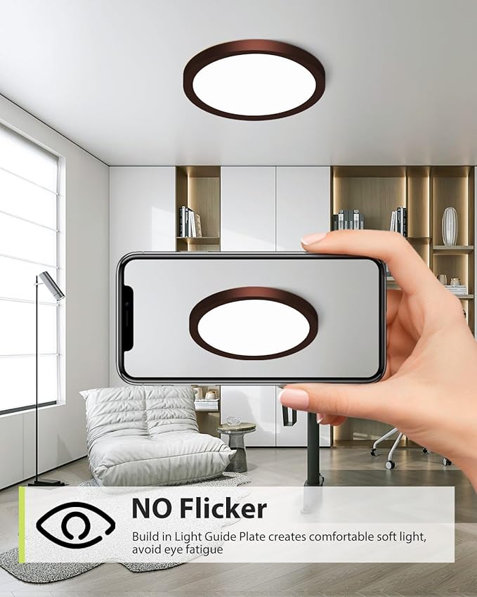 hepside 1PACK Flush Mount LED Ceiling Light Fixture Oil Rubbed Bronze, 12Inch 28W, Dimmable 3000K-4500K-6000K 3 Color Ceiling Lamp 3200LM Low Profile Ceiling Light for Kitchen Bedroom Hallway