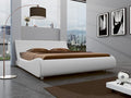 SHA CERLIN Modern Low Profile Platform Bed Frame Full Size, Stylish Faux Leather Upholstered Sleigh Bed with Adjustable Headboard, No Box Spring Needed, White