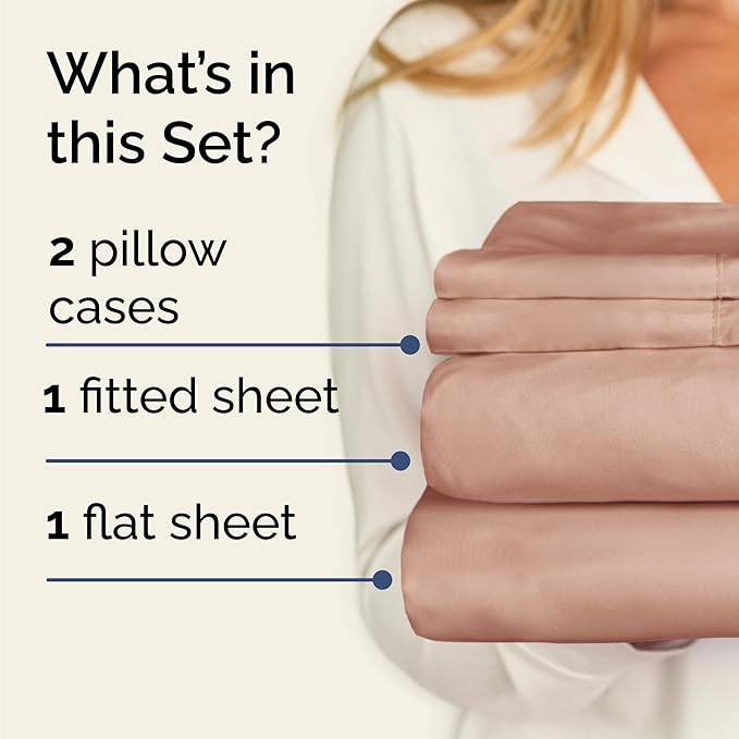Twin XL 4 Piece Sheet Set - Comfy Breathable & Cooling - Ultra Soft Hotel Luxury Bedding Set w/ 8-16 Inch Deep Pockets - 1 Flat & 1 Fitted Sheet & 2 Pillowcases - Wrinkle Free and Easy Care - Mauve