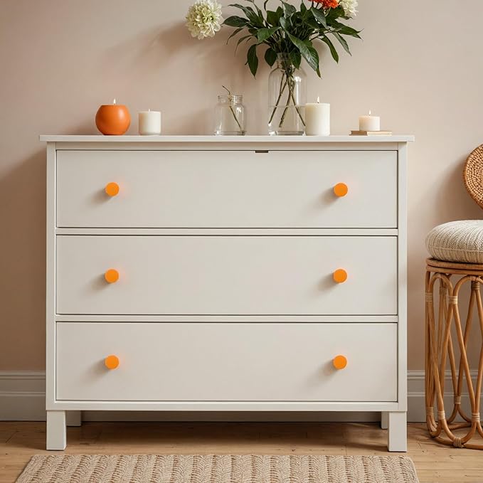 Ravinte 15 Pack Cabinet Knobs Orange Kitchen Cabinet Knobs Round Dresser Drawer Pulls Closet Door Pulls 1-1/5 Inch