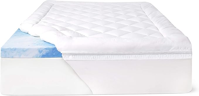 4" SealyChill™ Gel + Comfort Memory Foam Mattress Topper with Pillowtop Washable Allergen Resistant Cover, Full White