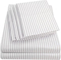 King Size Bed Sheets - 6 Piece 1500 Supreme Collection Fine Brushed Microfiber Deep Pocket King Sheet Set Bedding - 2 Extra Pillow Cases, Great Value, King, Pinstripe White