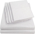 Full Size Bed Sheets - 6 Piece 1500 Supreme Collection Fine Brushed Microfiber Deep Pocket Full Sheet Set Bedding - 2 Extra Pillow Cases, Great Value, Full, Pinstripe White
