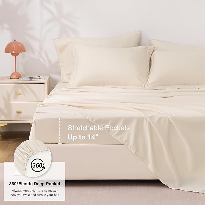 Love's cabin Queen Comforter Set Beige, 7 Pieces Queen Bed in a Bag, All Season Bedding Sets with 1 Comforter, 1 Flat Sheet, 1 Fitted Sheet, 2 Pillowcase and 2 Pillow Sham