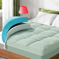 Dual Layer 3 Inch Memory Foam Mattress Topper California King Size, 2 Inch Gel Memory Foam Plus 1 Inch Cooling Pillow Top Mattress Pad Cover, with 8-21 Inch Deep Pocket, Green
