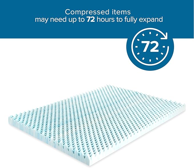 ZINUS 1.5 Inch Swirl Gel Cooling Memory Foam Mattress Topper, Cooling Airflow Design, CertiPUR-US Certified, Full, Light Blue