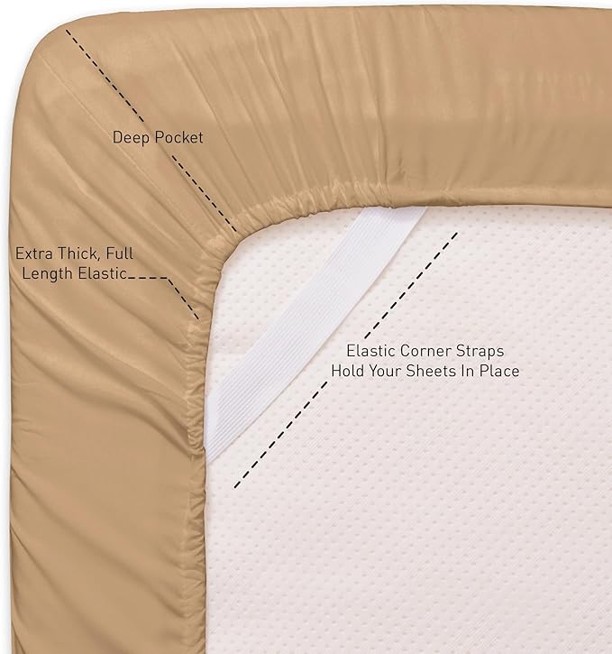 Twin Sheets - Breathable Luxury Sheets with Full Elastic & Secure Corner Straps Built In - 1800 Supreme Collection Extra Soft Deep Pocket Bedding Set, Sheet Set, Twin, Taupe