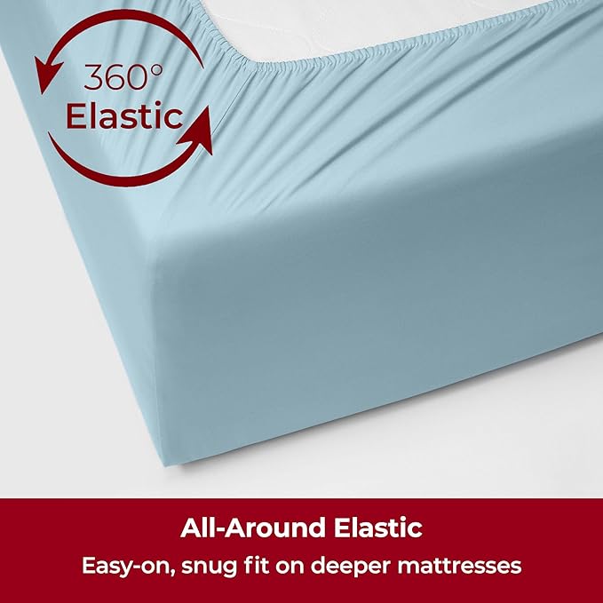 Mellanni Extra Deep California King Sheets - 4 PC Iconic Collection Bedding - Hotel Luxury, Ultra Soft, Cooling Bed Sheets - Wrinkle, Fade, Stain Resistant (Cal King, Aqua)