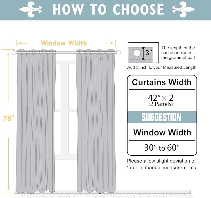 ChrisDowa 100% Blackout Curtains 78 inch Long for Bedroom with Black Liner, 2 Thick Layers Total Blackout Thermal Insulated Grommet Window Curtains 2 Panels Set (Stone Blue, 42 x 78 Inch)