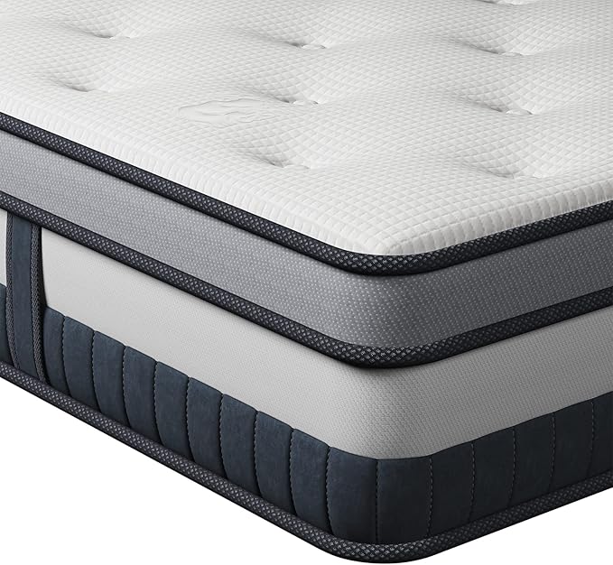 Vesgantti Full Mattress 12 Inch Innerspring Multilayer Hybrid Full Size Mattress - Ergonomic Design with Memory Foam and Pocket Spring Mattresses Full Size - Box Top Series Medium Firm Feel