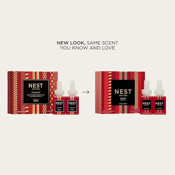 NEST New York Smart Home Fragrance Diffuser Refill Smart Vials, Holiday - Set of 2 - Designed for NEST x Pura 3 and NEST x Pura 4 Diffusers - Cruelty Free, Vegan