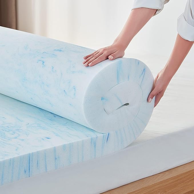 LINSY LIVING 3 Inch Mattress Topper California King, Cooling Gel Infused Swirl Memory Foam, Soft Mattress Topper for Firm Mattress, CertiPUR-US Certified Bed Topper, Cal King Size