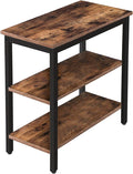 HOOBRO End Table, Simple Rustic Side Table with 3-Tier Storage Shelf, Narrow Nightstand for Small Spaces, for Living Room, Bedroom,Easy Assembly, Industrial Design, Rustic Brown and Black BF14BZ01