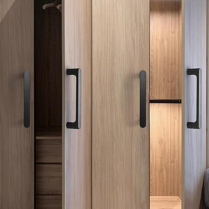 Black Round 7-1/2in 8 pcs Wooden Drawer Pulls Handle pulls for cabinets Kitchen Cabinet Drawer pulls Cabinet Door Pull