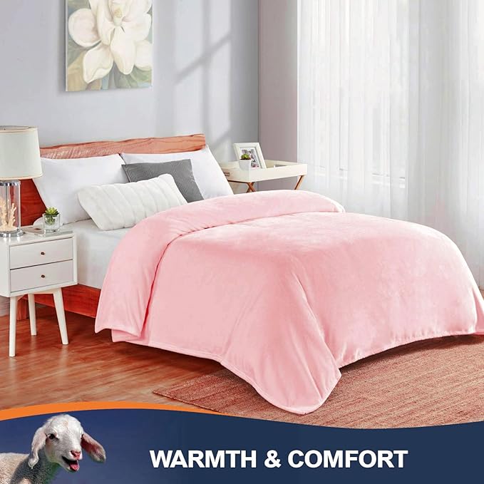 Walensee Fleece Blanket Plush Throw Fuzzy Lightweight (Throw Size 50x60 Pink) Super Soft Microfiber Flannel Blankets for Couch, Bed, Sofa Ultra Luxurious Warm and Cozy for All Seasons
