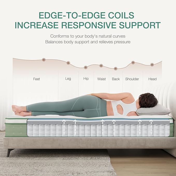 Novilla King Size Mattress, 10 Inch Hybrid Mattress, Gel Memory Foam & Individually Wrapped Pocket Coils Innerspring for Cozy Sleep, King Mattresses in a Box, Medium Firm with Pillow Top
