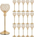 VINCIGANT Gold Crystal Candle Holders Set of 16 for Wedding Centerpieces,Votive Crystal Candle Holders for Home Fireplace Coffee Table Mantle Decor candelabros de mesa
