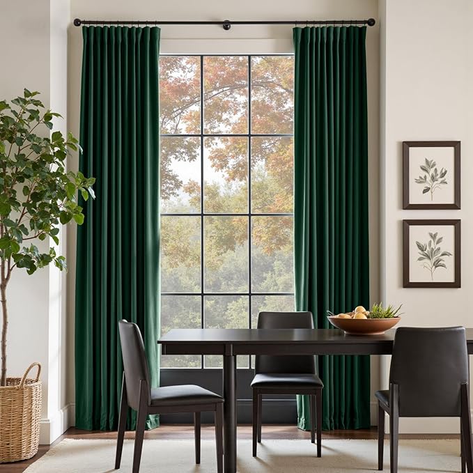 Lazzzy Velvet Blackout Curtains Thermal Insulated Room Window Drapes Super Soft Luxury Curtains for Living Room Bedroom Rod Pocket 2 Panels, Emerald Green, 62" W x 84" L