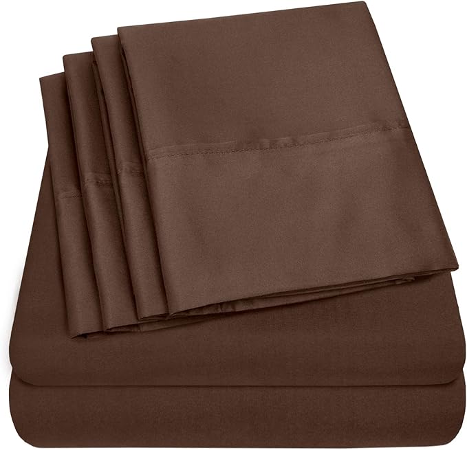 Cal King Size Bed Sheets - 6 Piece 1500 Supreme Collection Fine Brushed Microfiber Deep Pocket California King Sheet Set Bedding - 2 Extra Pillow Cases, Great Value, California King, Brown