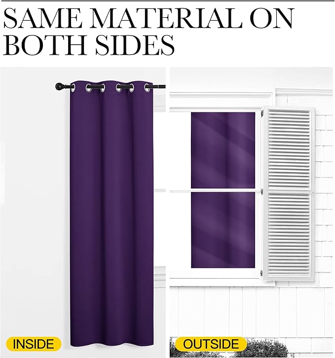 NICETOWN Thick Blackout Curtain and Drapes - Thermal Insulated Grommet Top Window Draperies for Bedroom, Block Out Light Curtain Panel (Royal Purple, 42 x 95, Pack of 2)