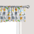 Ambesonne Savannah Window Valance, Friendly Zoo Animals with Happy Faces Cartoon Characters on Stripes Print, Curtain Valance for Kitchen Bedroom Decor with Rod Pocket, 42" x 18", Pale Azure Blue