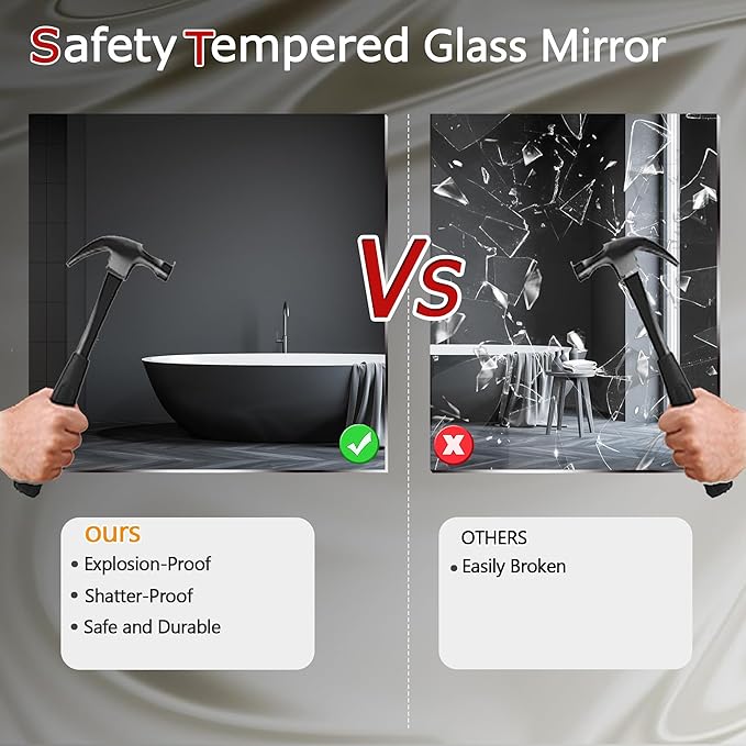 CULER Black Bathroom Wall Mirror,24 x 36 Inch Rectangle Vanity Modern Tempered Glass Mirror for Bedroom,Living Room,Entryway (24x36 Inch, Black)
