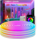 100FT (2 Rolls 50FT) Neon Rope Lights,Flexible Led Rope Light Control with App/Remote,Multiple Modes,Music Sync,IP65 Outdoor RGB Led Strip Lights Waterproof