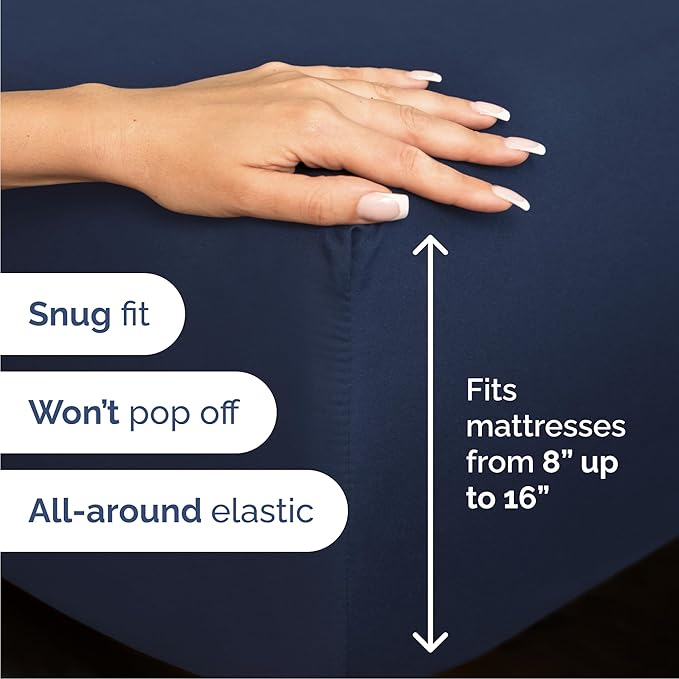 Queen 6 Piece Sheet Set - Comfy Breathable & Cooling - Ultra-Soft Hotel Luxury Bedding Set with 8-16 Inch Deep Pockets - 1 Flat & 1 Fitted Sheet & 4 Pillowcases - Wrinkle Free & Easy Care - Navy Blue