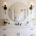 DUMOS Gold Circle Mirror for Wall 30.02 inch, Bathroom Round Mirror for Over Sink, Bathroom, Entryway, Bedroom, Vanity