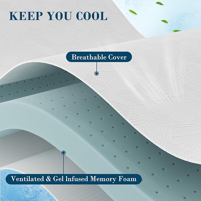 3 Inch Twin Memory Foam Mattress Topper, Cooling Gel Bed Topper with Removable Cover, Soft & Pain Relief & Breathable, CertiPUR-US & Oeko-Tex Certified