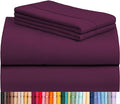LuxClub 4 PC Queen Sheet Set, Deep Pockets Wrinkle Free Cooling Bed Sheets Hotel Bedding for Women, Men, Kids & Teens, Includes 1 Fitted Sheet, 1 Flat Sheet and 2 Pillowcases - Silky Soft Eggplant