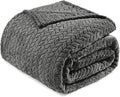 Exclusivo Mezcla Fleece Twin Size Blanket for Bed, 90x66 Inches Soft Cozy Jacquard Flannel Blankets, Lightweight Fuzzy Plush Warm for Winter, Dark Grey