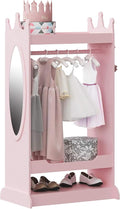 UTEX Kids Dress up Storage with Mirror,Costume Wardrobe for Kids, Open Hanging Armoire Closet,Pretend Storage Closet, Costume Storage Dresser (Pink)