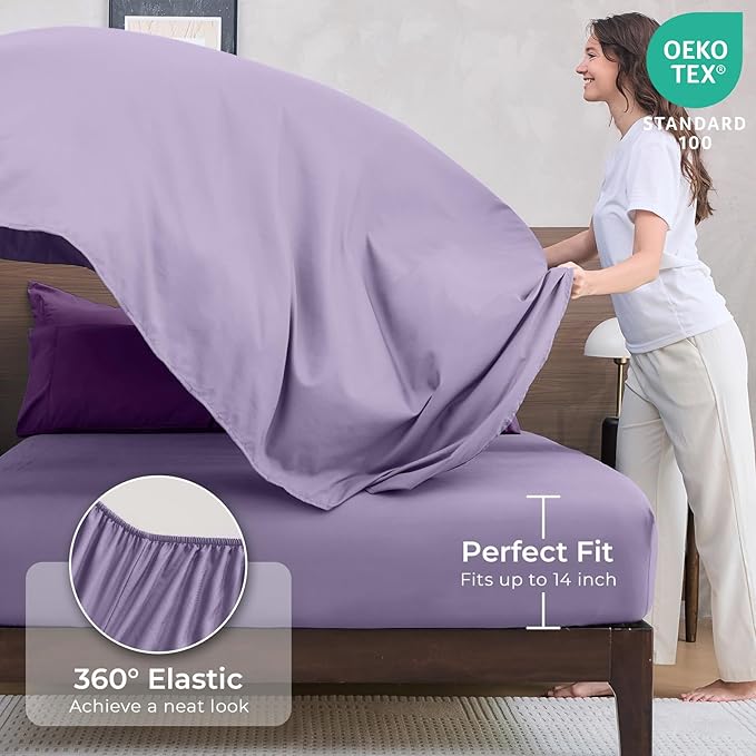 HEVUMYI Purple & Light Purple Twin Comforter Set - 5-Piece All Season Bed in a Bag Twin, Ultra Soft Bedding Set with Comforter, Flat Sheet, Fitted Sheet, Pillowcases, Pillow Shams