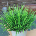 Faux Outdoor Plants 12 Bundles Artificial Boxwood Shrubs Grass Fake Greenery Green Plastic Leaf for Groud Planter Front Porch Patio Decor (12 Bundles Green Grass Plants)