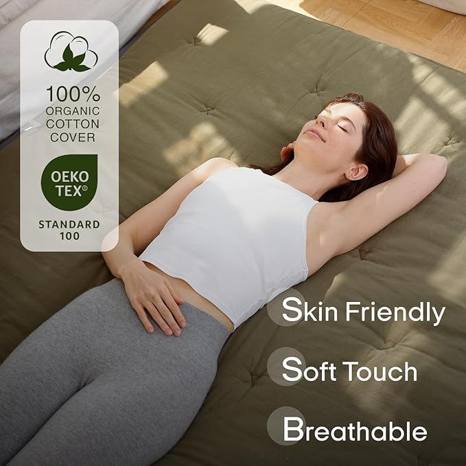 ZonLi Japanese Floor Futon Mattress Full Size 80"x 54", 100% Cotton Cover 2.5'' Thicken Tatami Mattress, Foldable Sleeping Pad, Portable Dormitory Tatami Mat