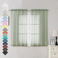 OVZME 2 Panels Sheer Sage Green Curtains 54 Inches Length Window Treatment for Kitchen, Elegant Airy Transparent Curtain Draperies Rod Pocket for Kids Living Room, Each 42 Width 54 Length
