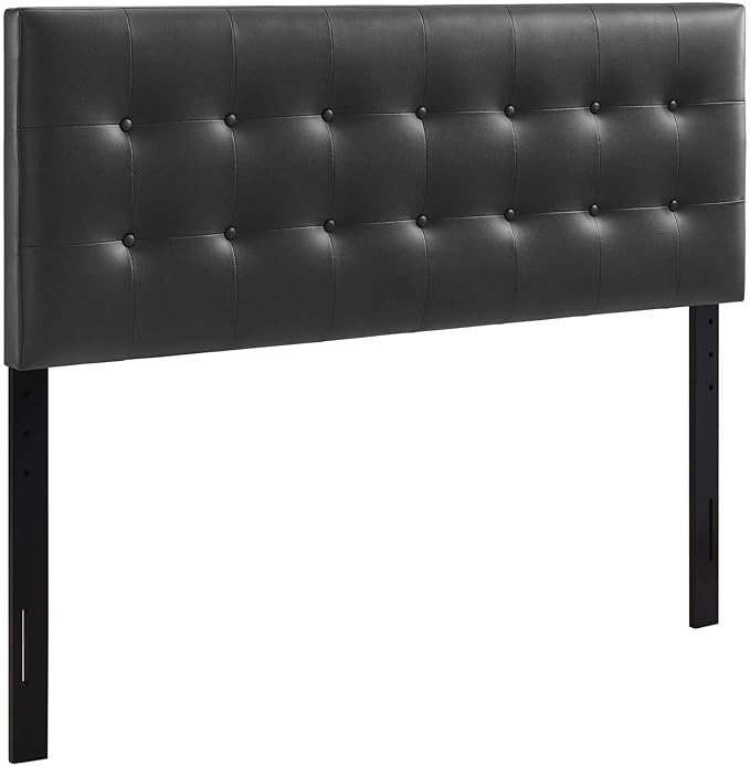 Modway Emily Button Tufted Faux Leather Upholstered Full Headboard in Black