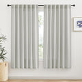 RYB HOME Grey Curtains Linen Blend Drapes, Semi Sheer Light Filtering Privacy UV Protection Back Tab Draperies for Living Room, Closet, French Door, Bay Window, Wide 52 by Long 63 inch, 2 Panels