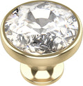 Alzassbg 6 Pack Clear Crystal with Gold Base Cabinet Knobs, 1-3/8 Inch (35mm) Diameter Cabinet Hardware Round Crystal Knobs for Drawers AL1011BG