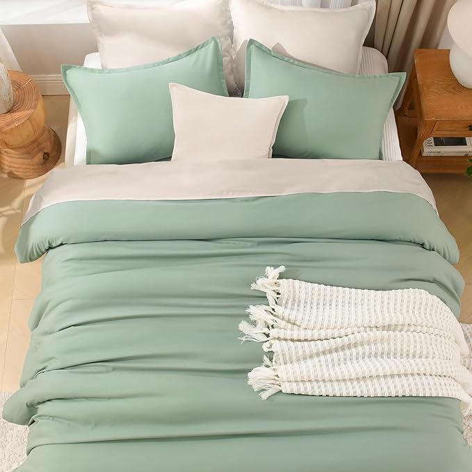 Litanika King Size Comforter Set Sage Green, 3 Pieces Lightweight Solid Comforter King Size, All Season Fluffy Down Alternative Comforter Bed Set Quilt Blanket