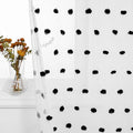 MYSKY HOME Short Pom Pom Sheer Curtains for Bedroom, Kitchen, Bathroom, Nursery, Boys Kids Room - Black, 52" x 54", Rod Pocket, 2 Panels, Halloween Small Window Curtains