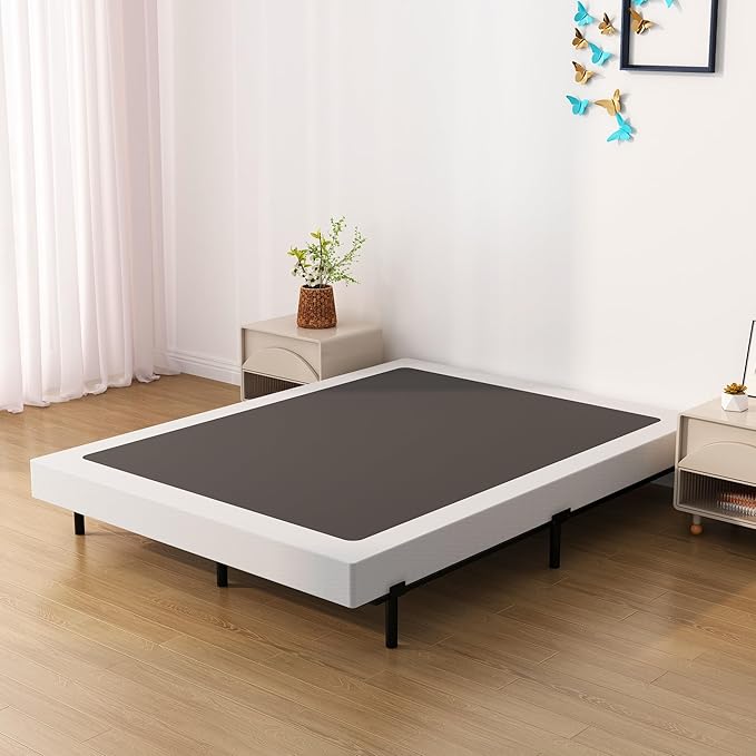 Box Spring for Queen Bed Bed Base 4 inch, Low Profile Metal Queen Box Spring with Fabric Cover, 3000 Lbs Max Weight Capacity Mattress Foundation, Noise-Free, Easy Assembly