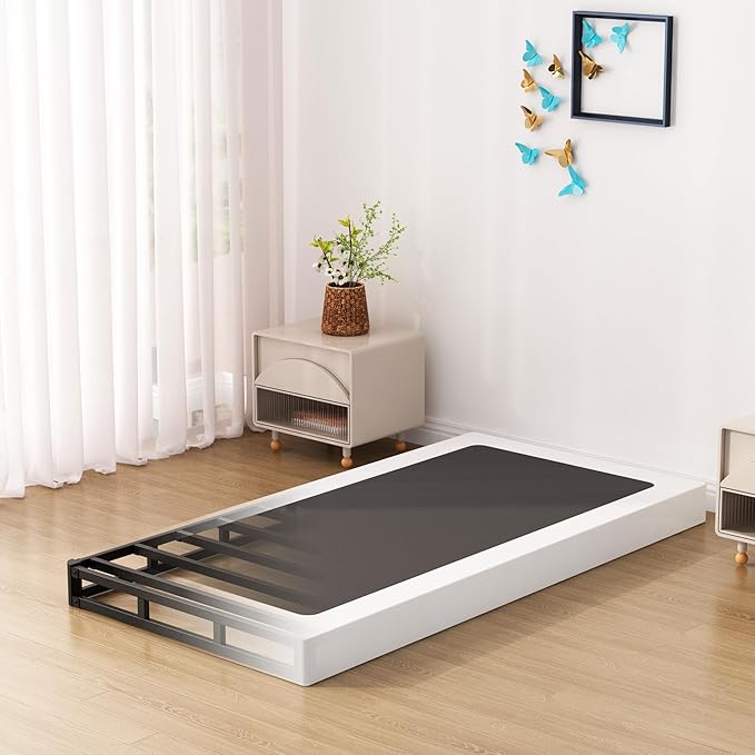 Twin XL Box Spring Bed Base 6 Inch, Low Profile Metal Boxspring XL Twin with Fabric Cover, 2000 Lbs Max Weight Capacity Mattress Foundation, Noise-Free, Easy Assembly